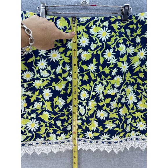 Key West women's sz 14 Cotton Skirt Daisy Floral Print Preppy Classic Summer - Picture 3 of 9